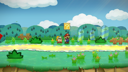 Fourth block in the Petal Meadows in the remake of Paper Mario: The Thousand-Year Door for the Nintendo Switch.