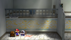 Fifth treasure chest in the Rogueport Underground in the remake of Paper Mario: The Thousand-Year Door for the Nintendo Switch.