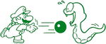 Artwork of Superball Mario attacking Nyololin in the manual for Super Mario Land