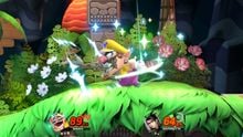 Wario uses Chomp to chew on Bayonetta in Super Smash Bros. Ultimate