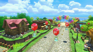 View of Animal Crossing's gliding portion during the summer in Mario Kart 8