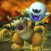 The gold frame of King Boo and Bowser from Luigi's Mansion for Nintendo 3DS