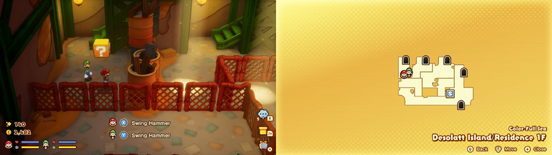 Fourth ? block in Desolatt Island from Mario & Luigi: Brothership