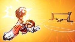 Mario performing his Hyper Strike in Mario Strikers: Battle League