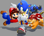 Mario, Sonic, Boom Boom, and a Egg Pawn in Rugby Sevens