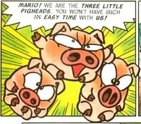 The Three Little Pigheads as seen in Mario vs. Wario