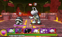 Screenshot of World 2-Castle, from Puzzle & Dragons: Super Mario Bros. Edition.