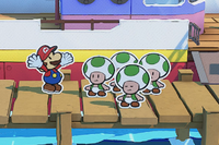 The Feelin' Fungi at Toad Town Port from Paper Mario: The Origami King.