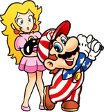 Artwork of Princess Peach and Mario from NES Open Tournament Golf