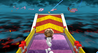 Rock Mario takes a ramp in the level A Stroll Down Rolling Lane in the Melty Monster Galaxy