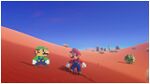 Mario with an 8-Bit Luigi found in the Sand Kingdom.