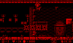 A crawling skull about to die in Virtual Boy Wario Land.