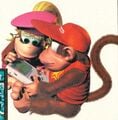 Diddy and Dixie playing on a Game Boy