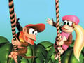 Diddy Kong and Dixie Kong on ropes
