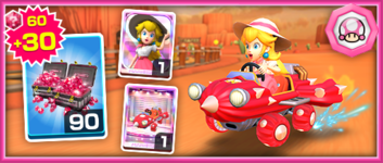 The Team Toadette Peach (Vacation) Pack from the Toad vs. Toadette Tour in Mario Kart Tour