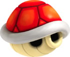 Artwork of a Red Shell, from Mario Kart Wii.