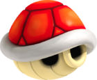 Artwork of a Red Shell, from Mario Kart Wii.