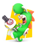 Artwork of Rabbid Yoshi in Mario + Rabbids Kingdom Battle.