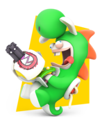 Artwork of Rabbid Yoshi in Mario + Rabbids Kingdom Battle.