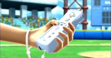 Daisy holding a Wii Remote.