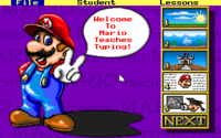 The main menu of Mario Teaches Typing in the original MS-DOS release