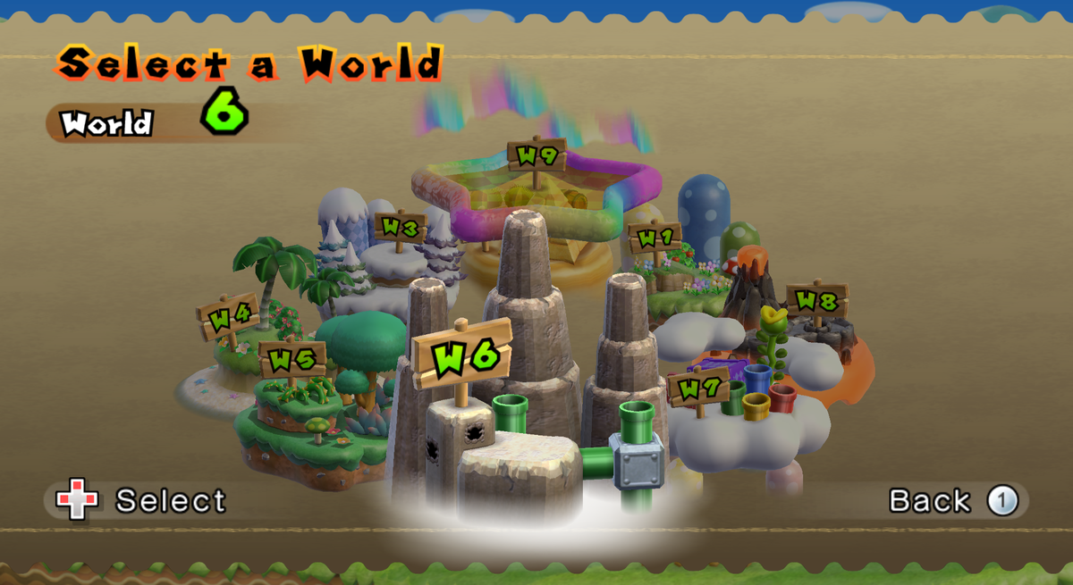 File:NSMBW World 6 World Select.png - Super Mario Wiki, the Mario ...