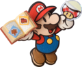 Mario, holding a book of stickers and a Shiny Mushroom sticker