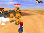 Mario punching a Pokey in Super Mario 64 DS