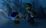 Luigi reassures Blue Toad.