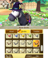 Decorating a horse with unlocked accessories from Mario Sports Superstars