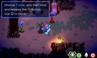 Screenshot of the Tickle technique in Mario & Luigi: Superstar Saga + Bowser's Minions