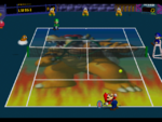 Bowser court in the game Mario Tennis (Nintendo 64).