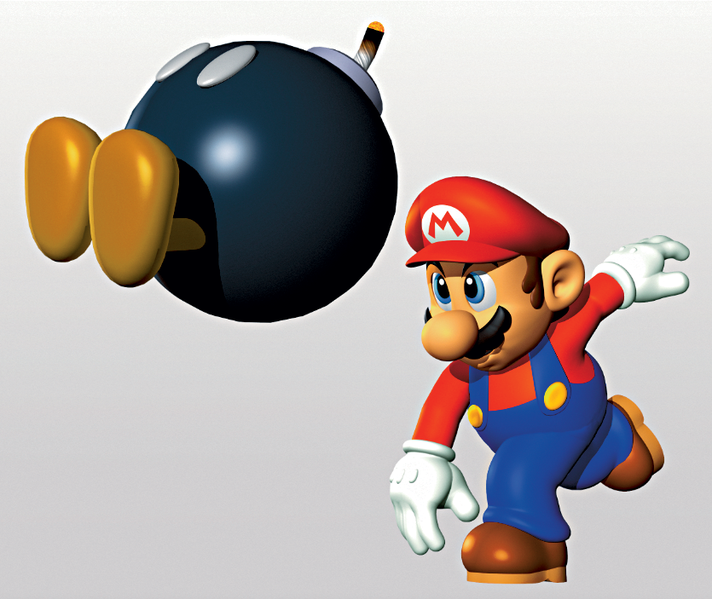 File:Mario Throwing Bomb Artwork - Super Mario 64.png