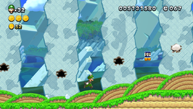 Luigi sighting in Rolling Yoshi Hills from New Super Luigi U