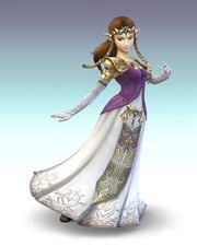 Artwork of Princess Zelda as she appears in Super Smash Bros. Brawl.