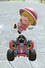 Baby Peach (Explorer) performing a trick.