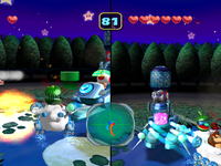 Screenshot of the duel in Moonlit Midnight from Mario Party 5