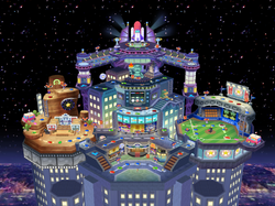 The solo version of the Neon Heights board from Mario Party 7