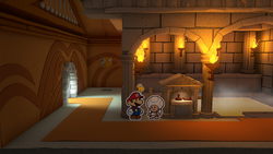 A ? Block found beside the Spring of Purification of Shangri-Spa in Paper Mario: The Origami King.