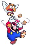 Artwork of Para-Goomba and Micro-Goombas swarming Mario from Super Mario Bros. 3