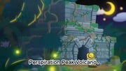Wario sneaking into the shrine at Perspiration Peak Volcano