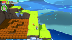 Mario standing near a Healing Heart on ? Island of The Origami King.