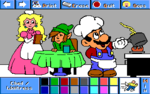 Mario as a chef and Peach as a waitress.