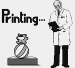 Printing screen containing Bear (enemy) and a scientist from the Game Boy Camera