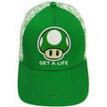 A hat representing a 1-Up Mushroom that says "Get A Life"
