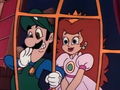 Luigi informs Princess Toadstool that Koopa fell for the bluff