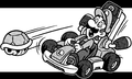 2D artwork of Luigi dodging a shell (Gate 2)