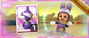 The Nabbit Mii Racing Suit from the Mii Racing Suit Shop in the Amsterdam Tour in Mario Kart Tour