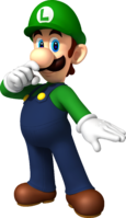 Artwork of Luigi in Mario Party: Island Tour (also used in Mario Kart Tour)
