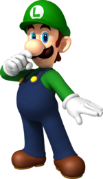 Artwork of Luigi in Mario Party: Island Tour (also used in Mario Kart Tour)